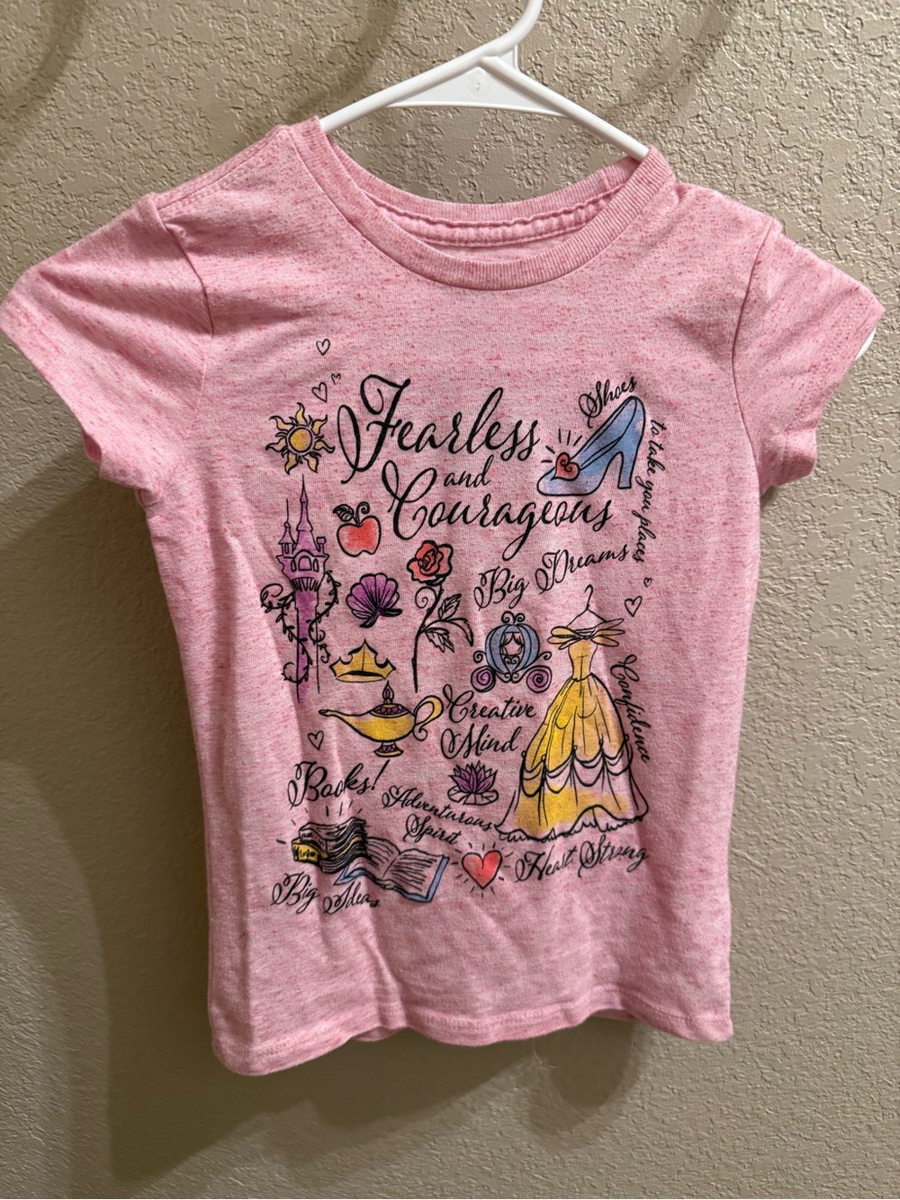 Fearless and Courageous Girls' Pink Graphic Tee